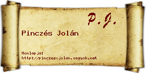 Pinczés Jolán névjegykártya