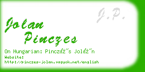 jolan pinczes business card